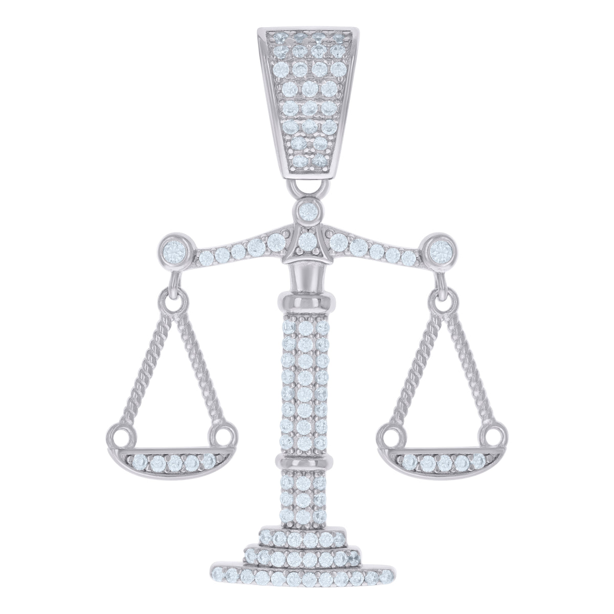 925 Sterling Silver Mens Cubic-Zirconia Scales of Justice Symbols Charm Pendant