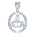 925 Sterling Silver Mens Cubic-Zirconia ALLAH Symbol Religious Charm Pendant