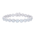925 Sterling Silver Womens Baguette Round Cubic-Zirconia Fashion Link Bracelet 7