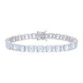 925 Sterling Silver Womens Baguette Marquise Cubic-Zirconia Fashion Link Bracelet 7.25