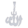 925 Sterling Silver Mens Cubic-Zirconia Allah Symbol Religious Charm Pendant