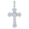 925 Sterling Silver Mens Baguette Round Cubic-Zirconia Cross Religious Charm Pendant