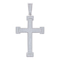 925 Sterling Silver Mens Round Cubic-Zirconia Cross Religious Charm Pendant