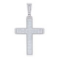 925 Sterling Silver Mens Round Cubic-Zirconia Cross Religious Charm Pendant