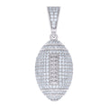 925 Sterling Silver Mens Cubic-Zirconia Football Sports Charm Pendant