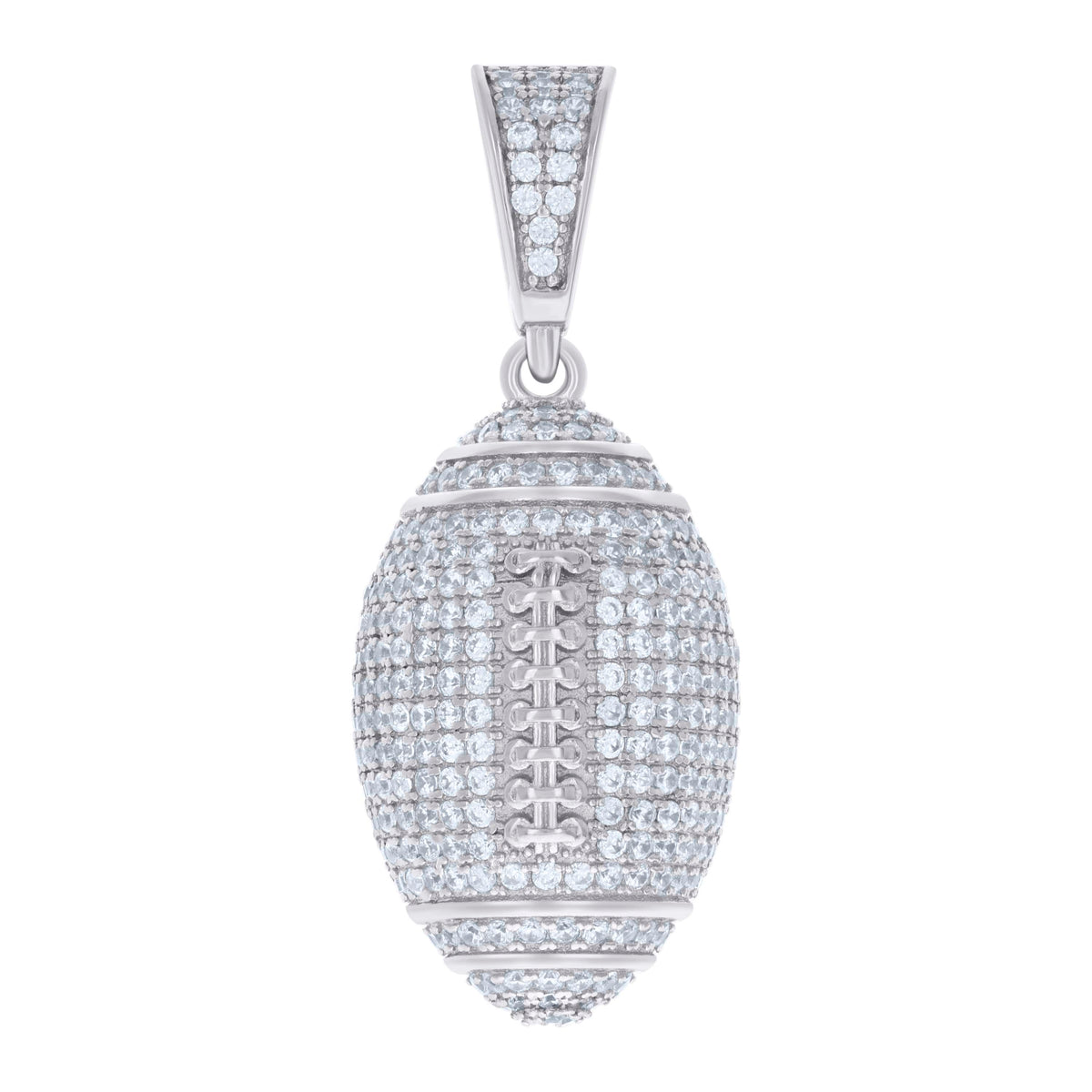 925 Sterling Silver Mens Cubic-Zirconia Football Sports Charm Pendant