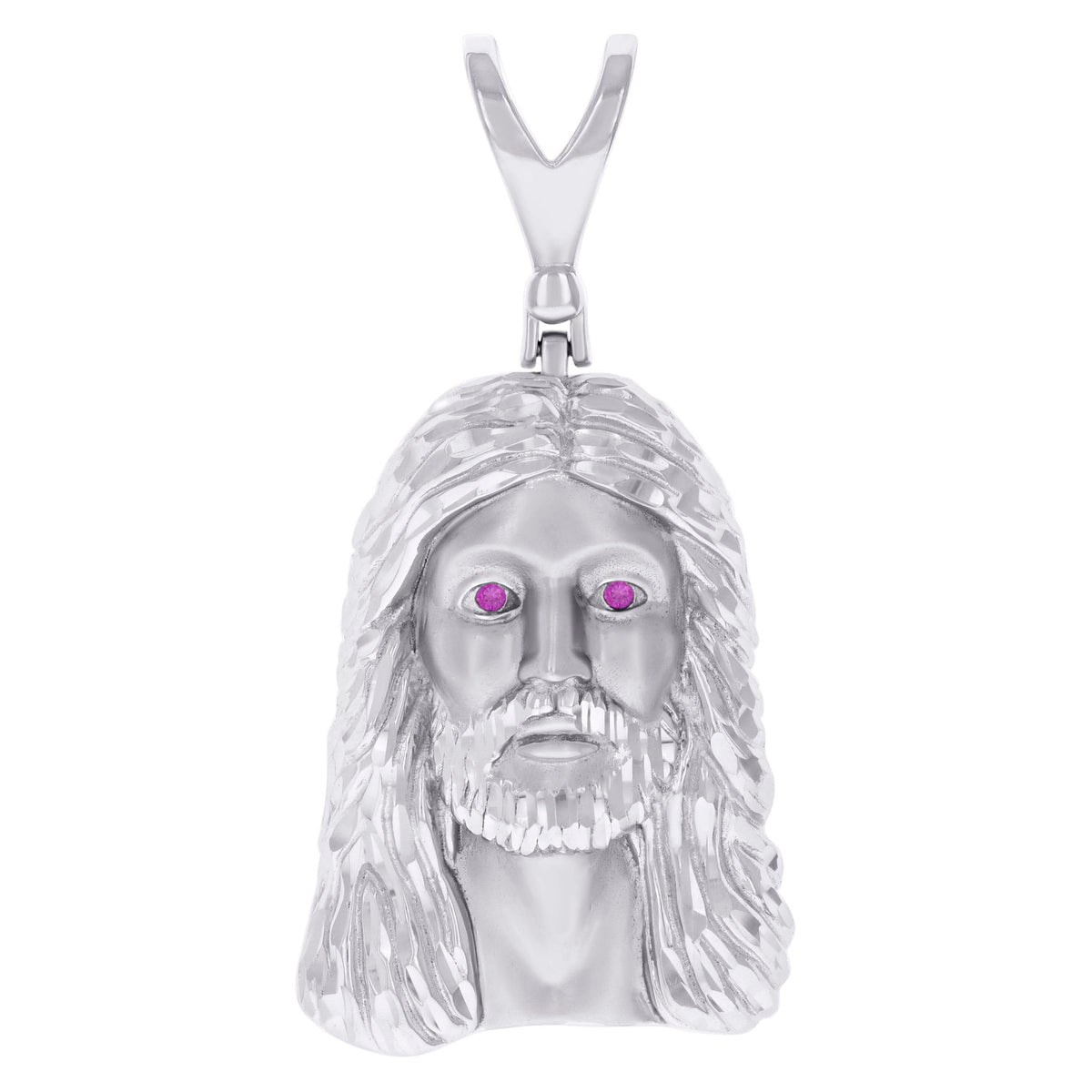 925 Sterling Silver Mens Round Cubic-Zirconia Jesus Religious Charm Pendant