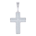 925 Sterling Silver Men Cubic-Zirconia Cross Religious Charm Pendant