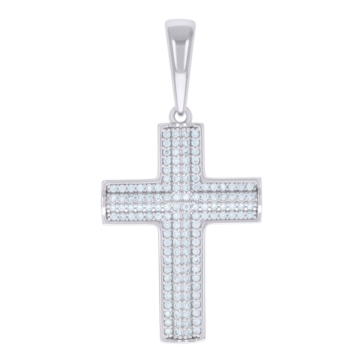 925 Sterling Silver Men Cubic-Zirconia Cross Religious Charm Pendant