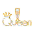 925 Sterling Silver Yellow-tone Womens Cubic-Zirconia Queen Fashion Charm Pendant