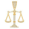 925 Sterling Silver Yellow-tone Mens Cubic-Zirconia Scales of Justice Symbols Charm Pendant