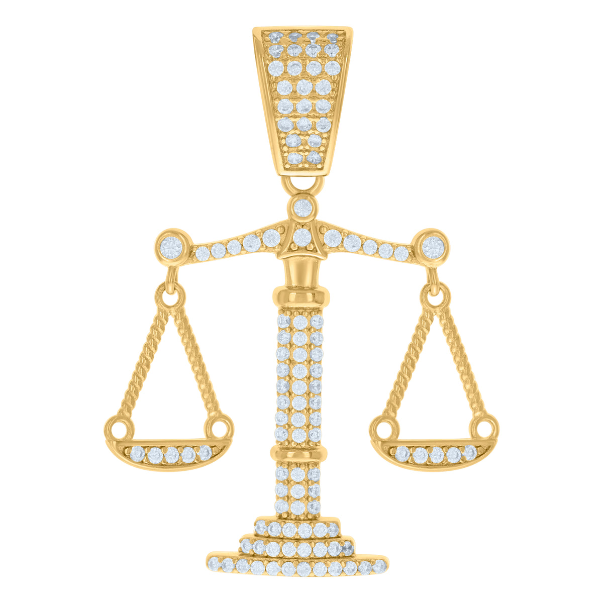925 Sterling Silver Yellow-tone Mens Cubic-Zirconia Scales of Justice Symbols Charm Pendant
