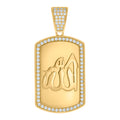 925 Sterling Silver Yellow-tone Mens Cubic-Zirconia ALLAH Dogtag Symbol Religious Charm Pendant