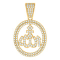 925 Sterling Silver Yellow-tone Mens Cubic-Zirconia ALLAH Symbol Religious Charm Pendant