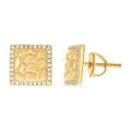 925 Sterling Silver Yellow-tone Womens Cubic-Zirconia Nugget Square Stud Earrings