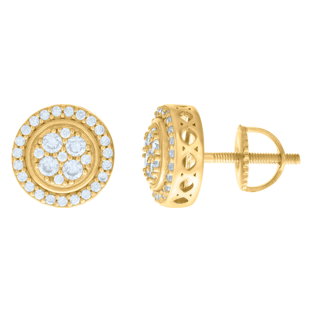 925 Sterling Silver Yellow-tone Womens Cubic-Zirconia Fashion Stud Earrings