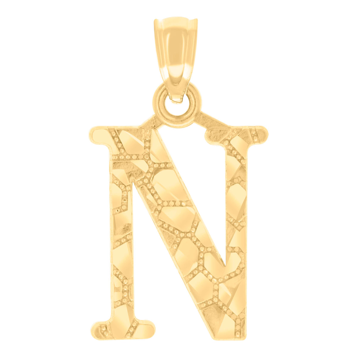 14K Gold Pendant Initial "N"