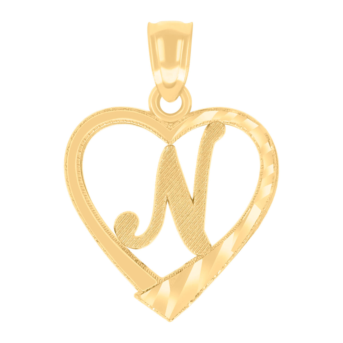 14K Gold Pendant Initial "N"