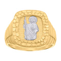 14K Two-Tone Gold Mens St. Jude Saint Religious Nugget Ring