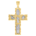 10K Two-tone Gold Mens Cross Religious Charm Pendant