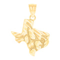 10K Yellow Gold Unisex Nugget Texas Map Charm Pendant