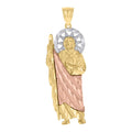 10K Tri-Color Gold Mens St. Jude Religious Charm Pendant