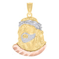 10K Tri-Color Gold Mens Jesus Religious Charm Pendant