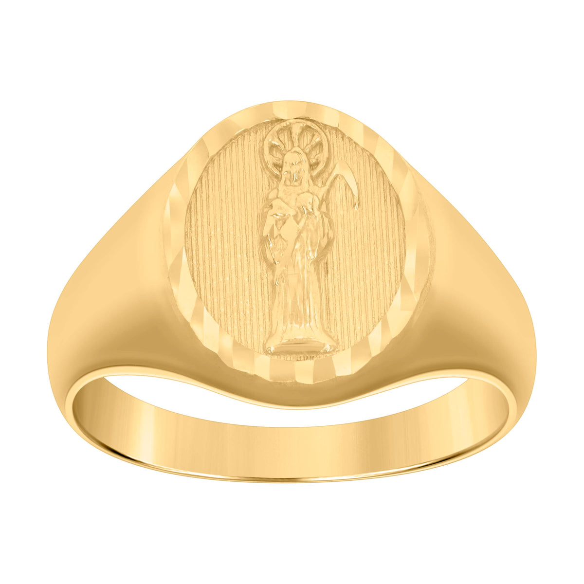 10K Yellow Gold Mens Death Angel Grim Reaper Ring