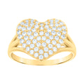10K Yellow Gold Womens Cubic-Zirconia Heart Ring