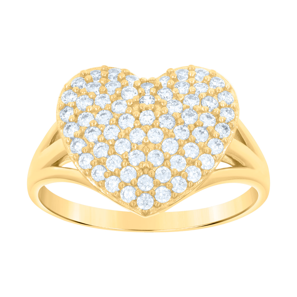 10K Yellow Gold Womens Cubic-Zirconia Heart Ring