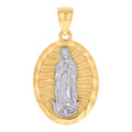 10K Two-tone Gold Mens Guadalupe Religious Charm Pendant