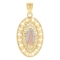 10K Tri-Color Gold Mens Guadalupe Religious Charm Pendant