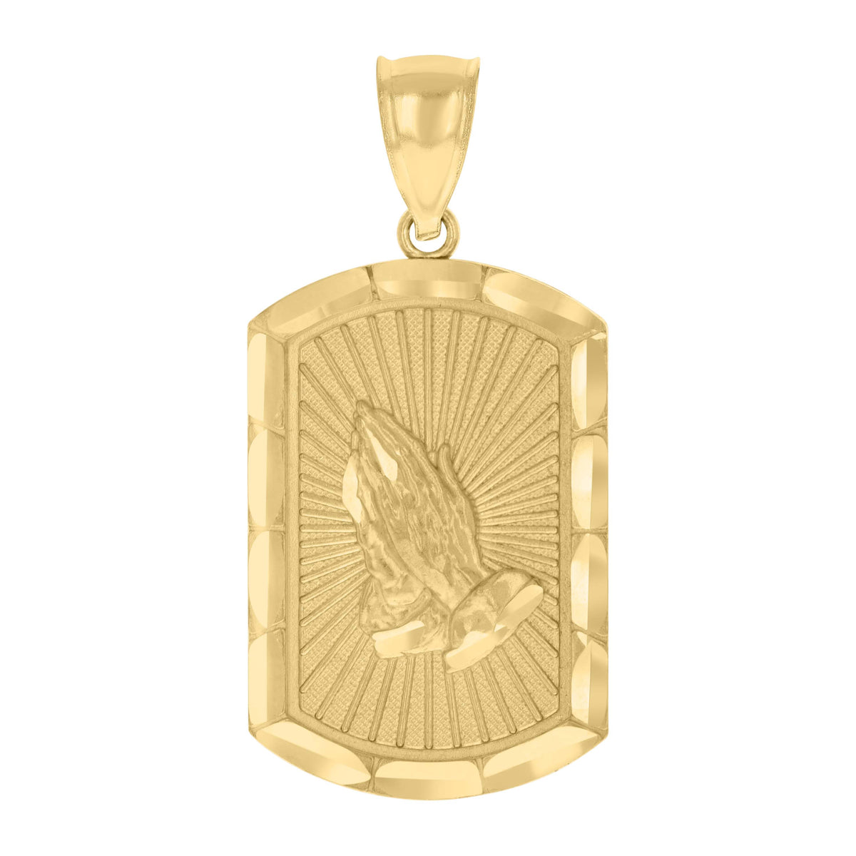 10K Yellow Gold Mens Praying Hands Symbol Religious Charm Pendant
