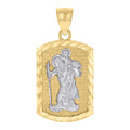 10K Two-tone Gold Mens St. Christopher Religious Charm Pendant