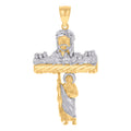 10K Two-tone Gold Mens St. Jude Jesus Last Supper Cross Religious Charm Pendant