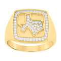 10K Yellow Gold Mens Cubic-Zirconia Texas Map Ring