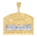 10K Two-tone Gold Mens Nugget Last Supper Religious Charm Pendant