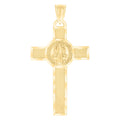 10K Yellow Gold Mens St. Benedict Cross Religious Charm Pendant