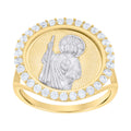 10K Two-tone Gold Womens Cubic-Zirconia St. Jude Religious Ring