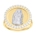 10K Two-tone Gold Womens Cubic-Zirconia Guadalupe Religious Ring