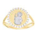 10K Two-tone Gold Womens Cubic-Zirconia St. Jude Religious Ring