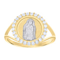 10K Two-tone Gold Womens Cubic-Zirconia Guadalupe Religious Ring