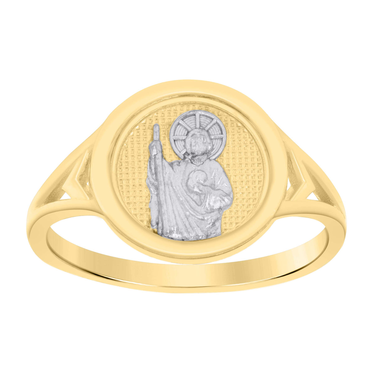 10K Two-tone Gold Womens St. Jude Religious Ring
