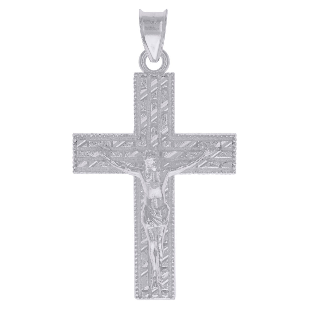925 Sterling Silver Mens Crucifix Cross Religious Charm Pendant
