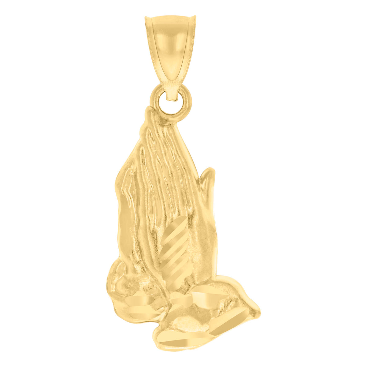 10K Yellow Gold Unisex Praying Hands Symbol Religious Charm Pendant