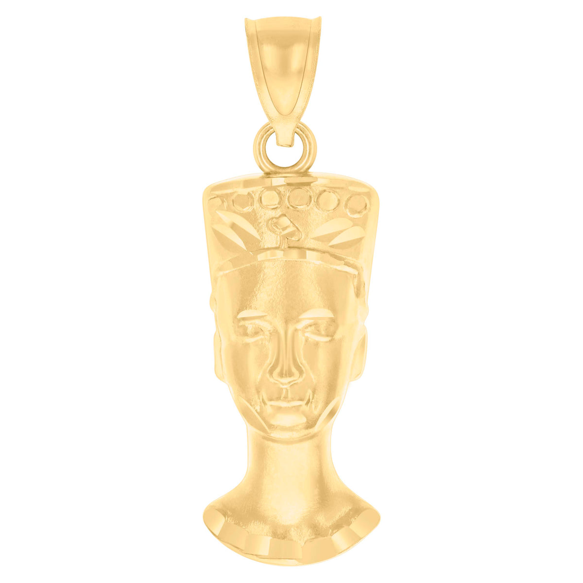10K Yellow Gold Mens Nefertiti Egyptian Charm Pendant