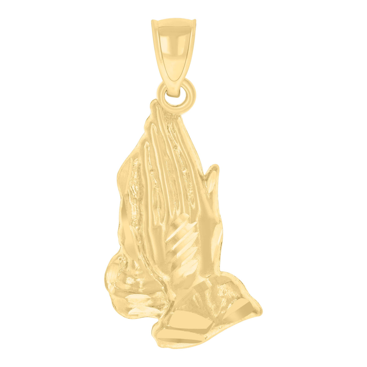 10K Yellow Gold Unisex Praying Hands Symbol Religious Charm Pendant