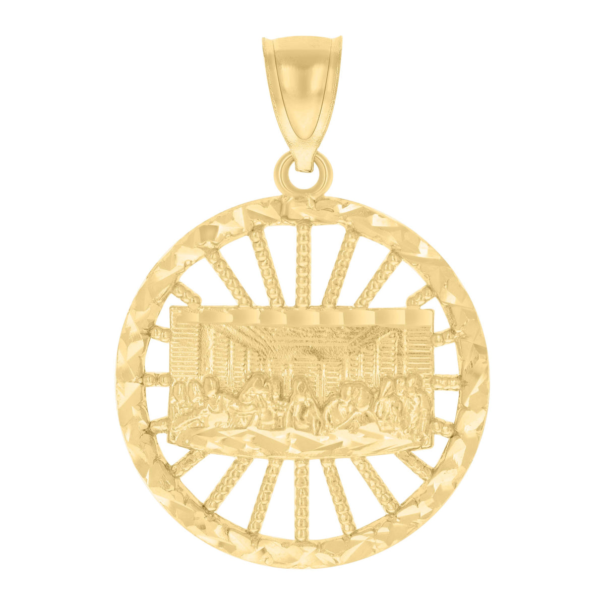 10K Yellow Gold Mens Last Supper Religious Charm Pendant