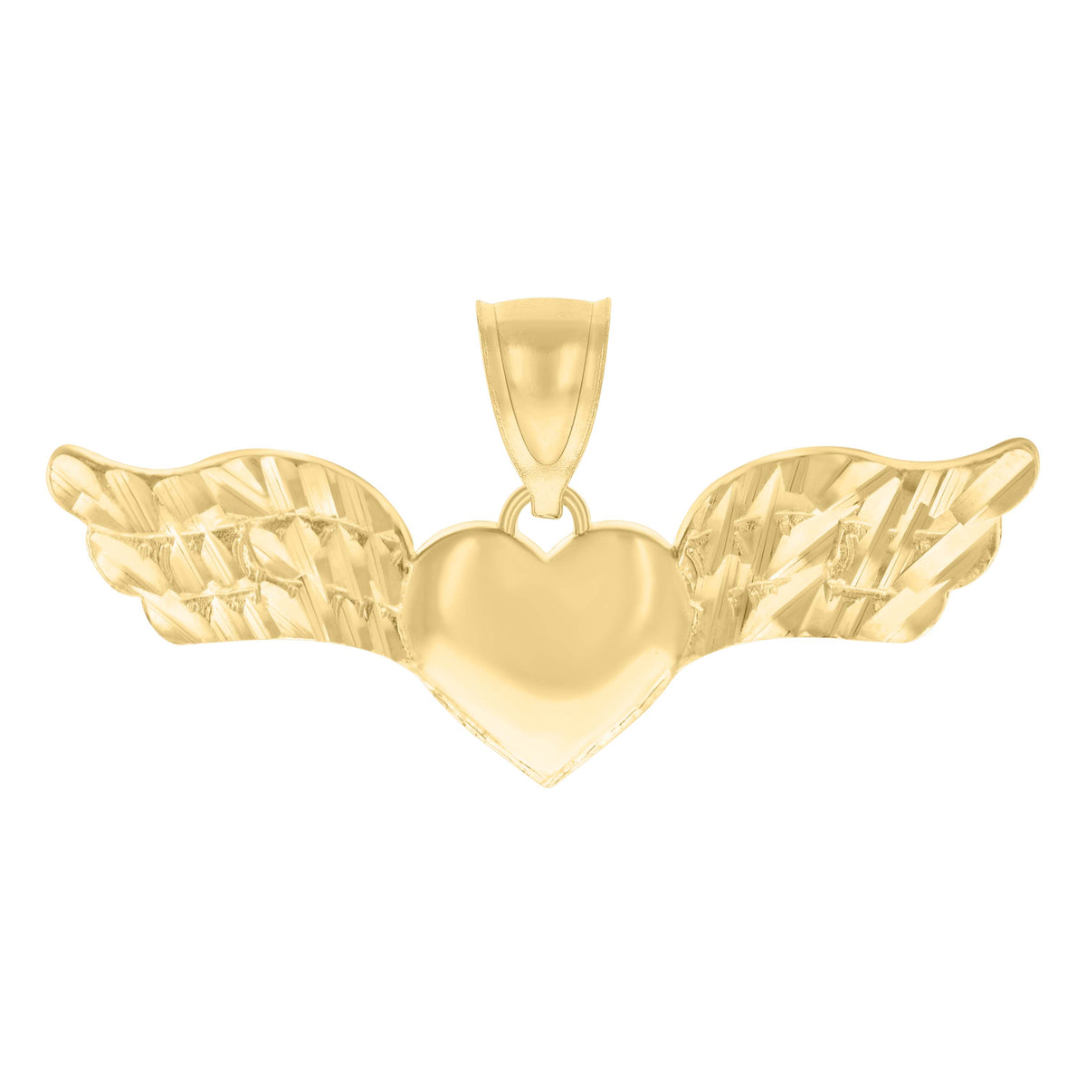 10K Yellow Gold Womens Flying Heart Charm Pendant