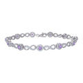925 Sterling Silver Womens Purple White Cubic-Zirconia Infinity Tennis Bracelet